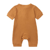 Toni - Ribbed Cotton Soild Color Unisex Henley Romper.